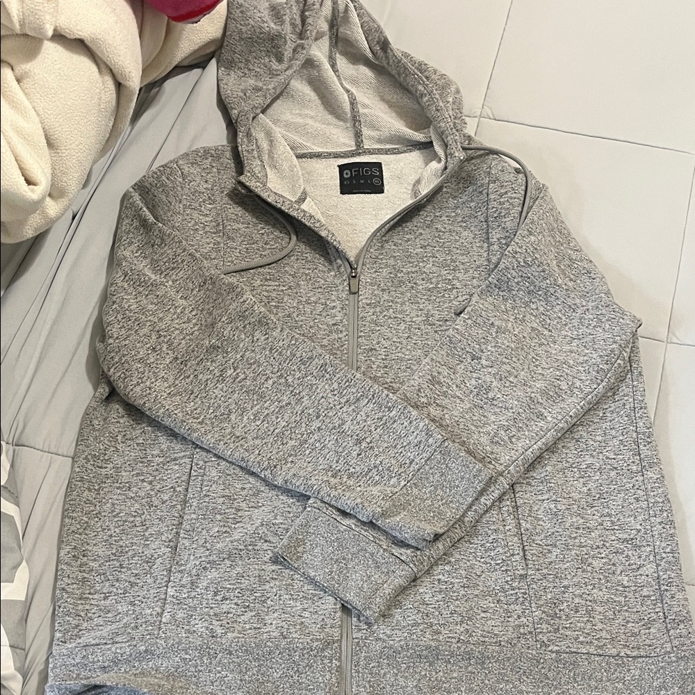 Figs Men's XL-Heather Gray Zip-Up Sweater
